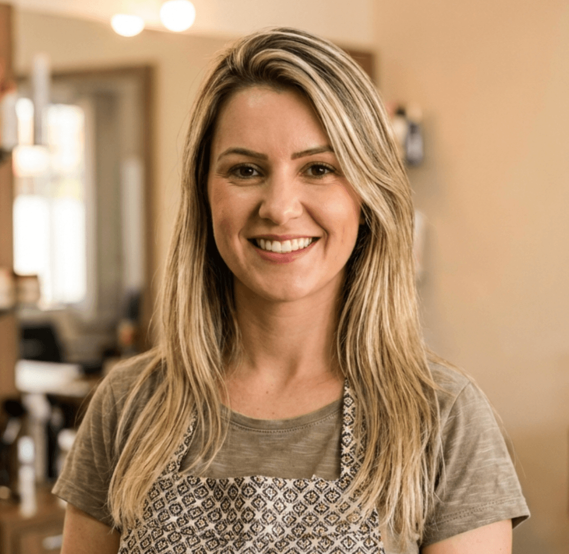 Aline Sartori, Cabeleireira - cliente Atendya